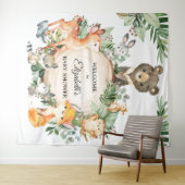 Grillig groen Woodland Baby Dieren Welkom Wandkleed (In Situ (horizontaal))