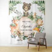 Grillig groen Woodland Baby Dieren Welkom Wandkleed (In situ)