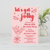 Grillig Hand Getekend Rood Roze Kerstfeestje Kaart (Staand voorkant)