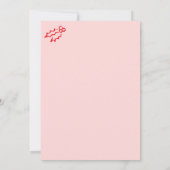 Grillig Hand Getekend Rood Roze Kerstfeestje Kaart (Achterkant)