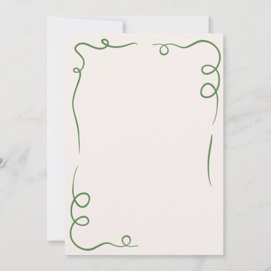 Grillig Handgetekend Huwelijk Eigenzinnig Groen Save The Date (Achterkant)