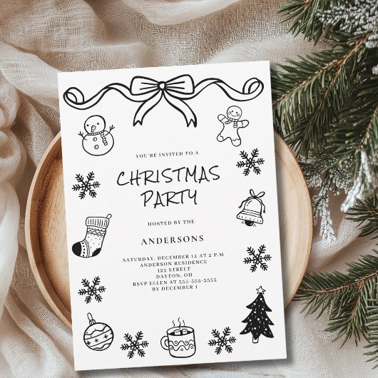 grillig handgetekend kerstfeest kaart