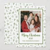 Grillig Handgetekend Krabbelgroen Feestdagenkaart (Voorkant / Achterkant)