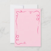 Grillig Handgetekend Roze Wonderlijk Bruiloft Fran Save The Date (Achterkant)