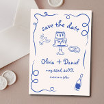 Grillig Handgetekend Trouwen Marineblauw Save The Date<br><div class="desc">Stel de toon voor je trouwdag vast met deze speelse handgetekende foto save the date kaart! Met delicate, artistieke details en een gepersonaliseerde foto combineert dit ontwerp prachtig creativiteit en charme. Het zachte, elegante lettertype versterkt het romantische thema, terwijl de aanpasbare details ervoor zorgen dat het perfect aansluit bij je...</div>