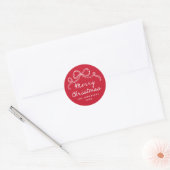Grillig Handgetekende Boog Rode Kerstmis Ronde Sticker (Envelop)