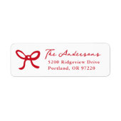 grillig handgetekende rode boog retouradres etiket (Voorkant)