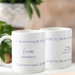 grillig hart doedel frans blauw bruiloft koffiemok<br><div class="desc">Huwelijksfeestgeschenk om te personaliseren voor uw bruidsjonker, beste man, ouders of iemand in uw bruidsfeestje. U kunt ook de naam van de bruid en bruidegom en hun trouwdatum toevoegen. Eenvoudig modern grillig doodle ontwerp met liefdesharten. U bent ook welkom om de kleuren in het ontwerpgereedschap te bewerken, waar u de...</div>