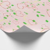 Grillig hart- en bladdesign cadeaupapier (Hoek)