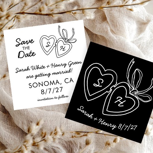Grillig Hart Hanger Doodle Schets Modern MAAKBAAR Save The Date