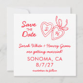 Grillig Hart Hanger Doodle Schets Modern MAAKJEZEL Save The Date (Achterkant)