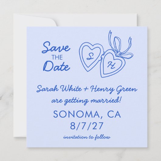 Grillig Hart Hanger Doodle Schets Modern MAATWERK Save The Date (Achterkant)