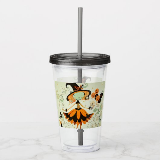 grillig/heks/pompoen/herfst acryl drinkbeker (Voorkant)