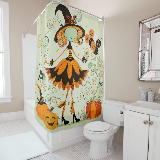 grillig/heks/pompoen/herfst douchegordijn (In situ)