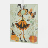 grillig/heks/pompoen/herfst glas ornament (Voorkant links)