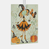 grillig/heks/pompoen/herfst glas ornament (Voorkant Rechts)