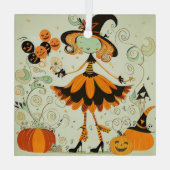 grillig/heks/pompoen/herfst glas ornament (Achterkant)