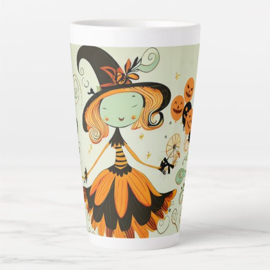 grillig/heks/pompoen/herfst latte mok (Voorkant)