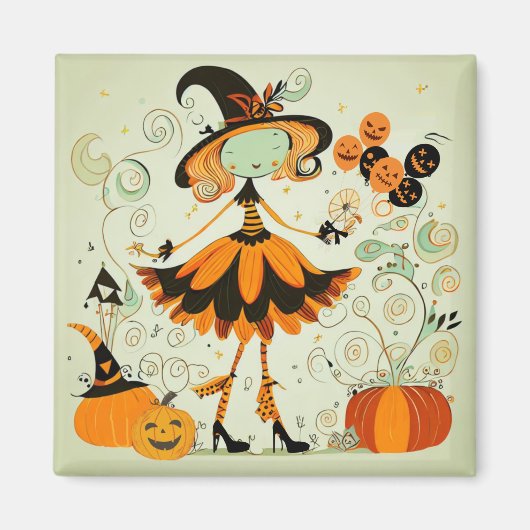 grillig/heks/pompoen/herfst magneet (Voorkant)