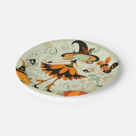 grillig/heks/pompoen/herfst papieren bordje (Gekanteld)