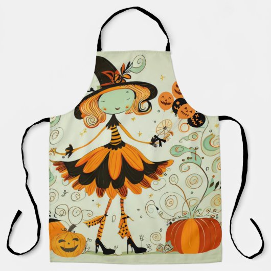 grillig/heks/pompoen/herfst schort (Voorkant)