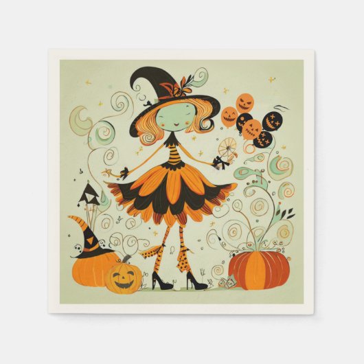 grillig/heks/pompoen/herfst servet (Voorkant)
