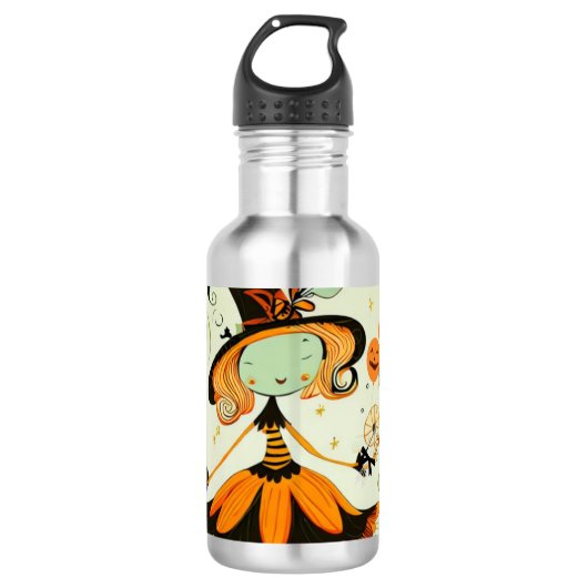 grillig/heks/pompoen/herfst waterfles  (Voorkant)