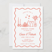 Grillig Italiaans Doodle Bruiloft repetitie diner Kaart (Voorkant)