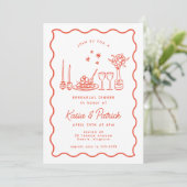 Grillig Italiaans Doodle Bruiloft repetitie diner Kaart (Staand voorkant)