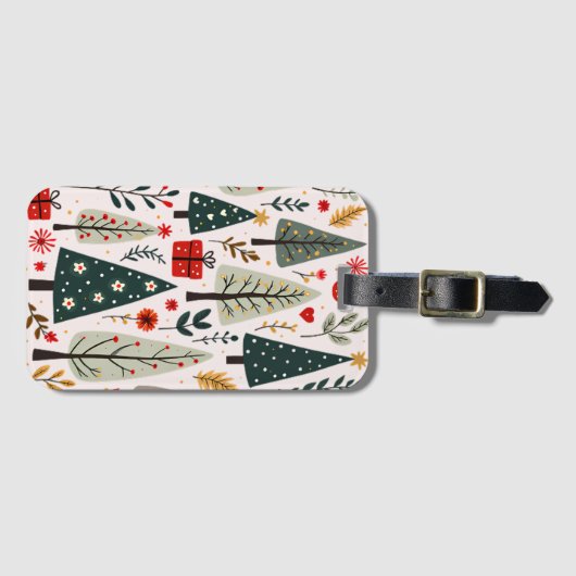 grillig kerstboombos bagagelabel (Voorkant (horizontaal))