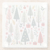 grillig kerstboombos glazen onderzetter (Achterkant)