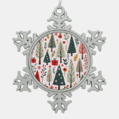 grillig kerstboombos tin sneeuwvlok ornament (Voorkant)