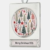 grillig kerstboombos verzilverd banner ornament (Links)
