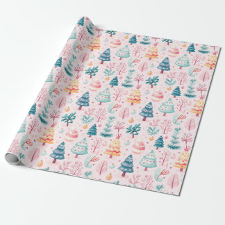 grillig kerstbospatroon cadeaupapier