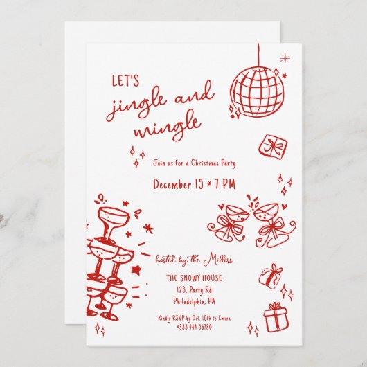 grillig kerstfeest jingle and mingle aankondiging (Voorkant / Achterkant)
