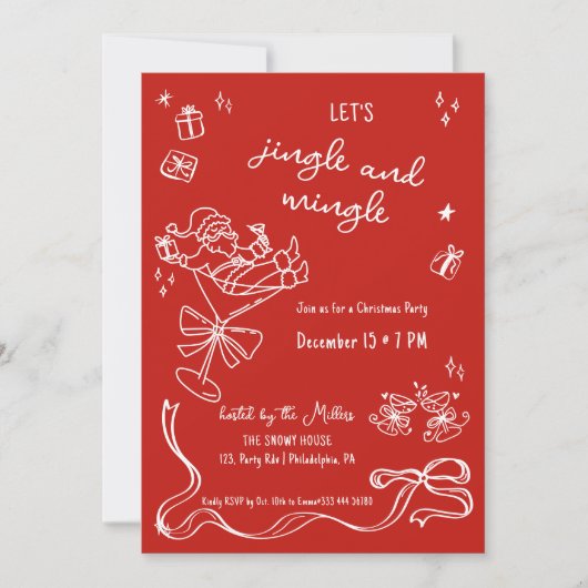 grillig kerstfeest kerstman grappige drink aankondiging (Voorkant)