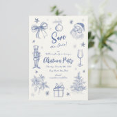 grillig kerstfeest met een krabbel save the date (Staand voorkant)