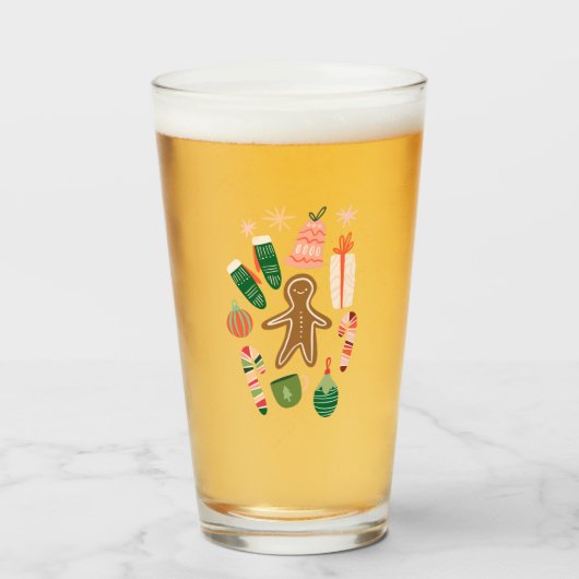 grillig kerstglas glas (Voorkant gevuld)