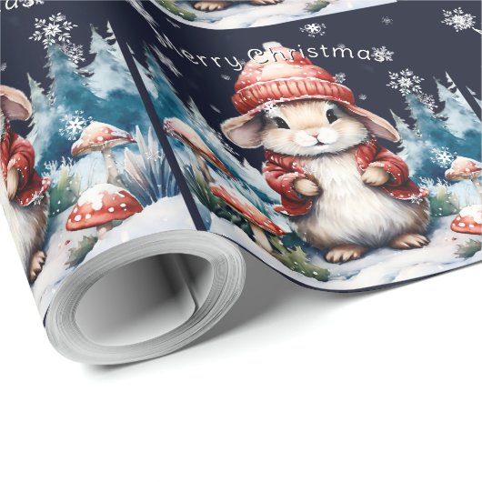 grillig kerstkonijn cadeaupapier (Rol Hoek)