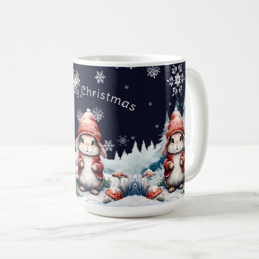 grillig kerstkonijn koffiemok (Voorkant rechts)