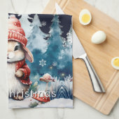 grillig kerstkonijn theedoek (Quarter Fold)