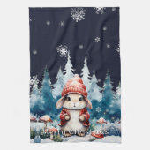 grillig kerstkonijn theedoek (Verticaal)