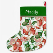 grillig kerstkous patroon grote kerstsok (Achterkant)