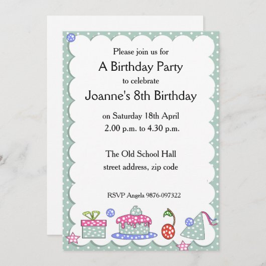 grillig Kind verjaardagsuitnodiging Kaart (Voorkant / Achterkant)