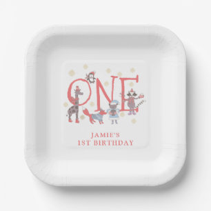 grillig Kind's Winter 1e Verjaardagsfeest Papieren Bordje