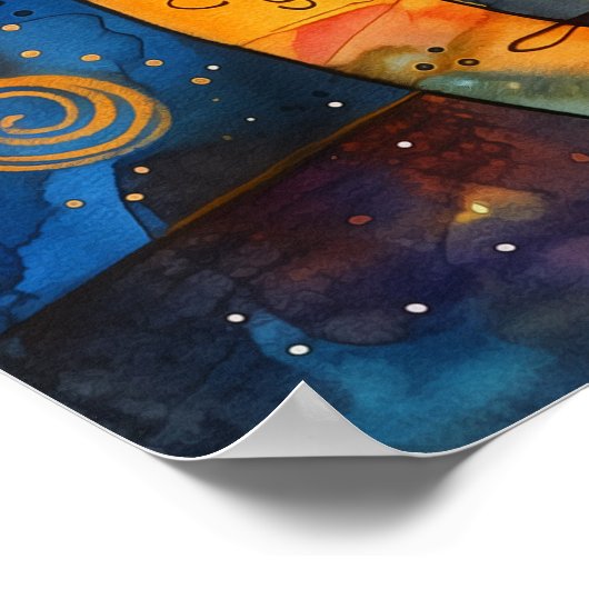 GRILLIG KLEURRIJK KAT POSTER (Hoek)