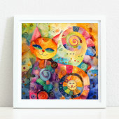 GRILLIG KLEURRIJK KAT POSTER