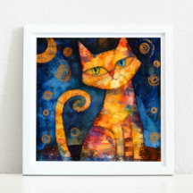 GRILLIG KLEURRIJK KAT POSTER