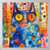 GRILLIG KLEURRIJK KAT POSTER (Voorkant)