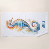 GRILLIG, KLEURRIJK ZEEPAARD GEPERSONALISEERD STRANDLAKEN (Voorkant)